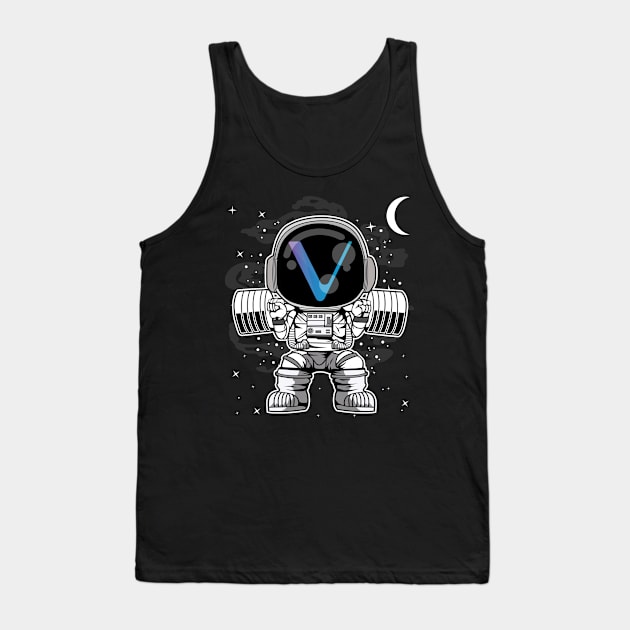 Astronaut Lifting Vechain VET Coin To The Moon Crypto Token Cryptocurrency Blockchain Wallet Birthday Gift For Men Women Kids Tank Top by Thingking About